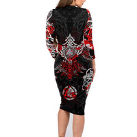 Raven And Norse Runes Family Matching Long Sleeve Bodycon Dress and Hawaiian Shirt Viking - Wonder Print Shop