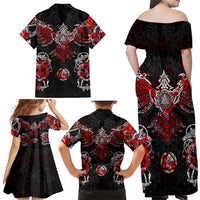 Raven And Norse Runes Family Matching Off Shoulder Maxi Dress and Hawaiian Shirt Viking - Wonder Print Shop