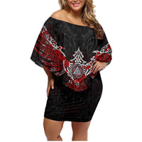Raven And Norse Runes Family Matching Off Shoulder Short Dress and Hawaiian Shirt Viking - Wonder Print Shop