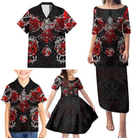 Raven And Norse Runes Family Matching Puletasi and Hawaiian Shirt Viking - Wonder Print Shop