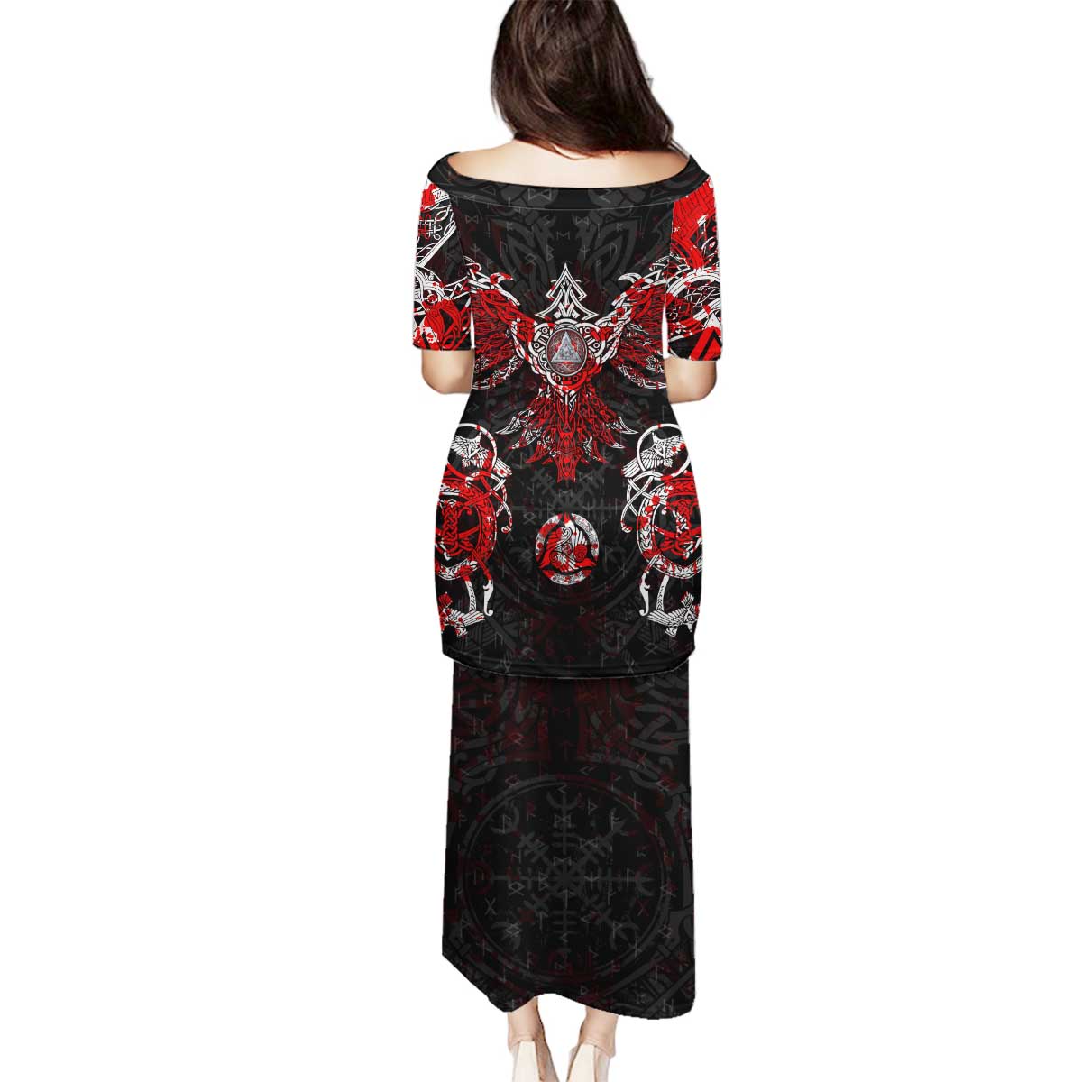 Raven And Norse Runes Family Matching Puletasi and Hawaiian Shirt Viking - Wonder Print Shop