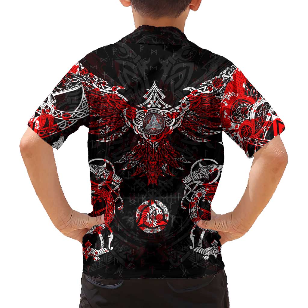 Raven And Norse Runes Family Matching Short Sleeve Bodycon Dress and Hawaiian Shirt Viking - Wonder Print Shop