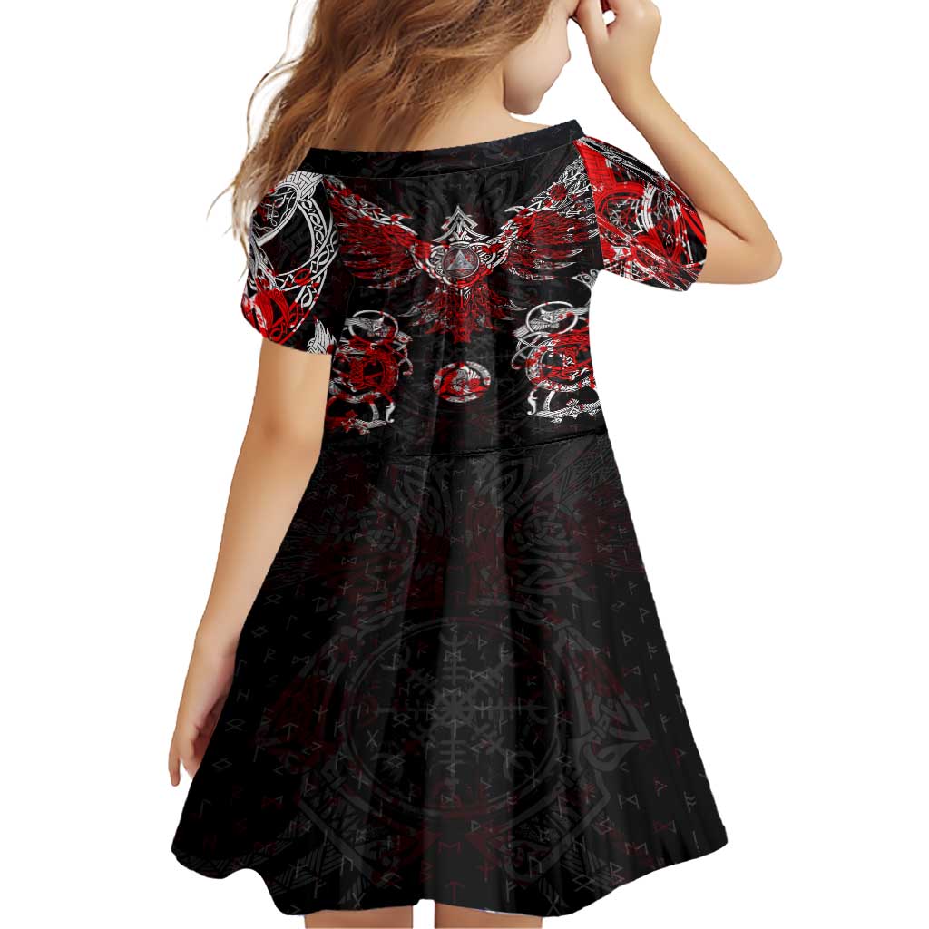Raven And Norse Runes Family Matching Short Sleeve Bodycon Dress and Hawaiian Shirt Viking - Wonder Print Shop