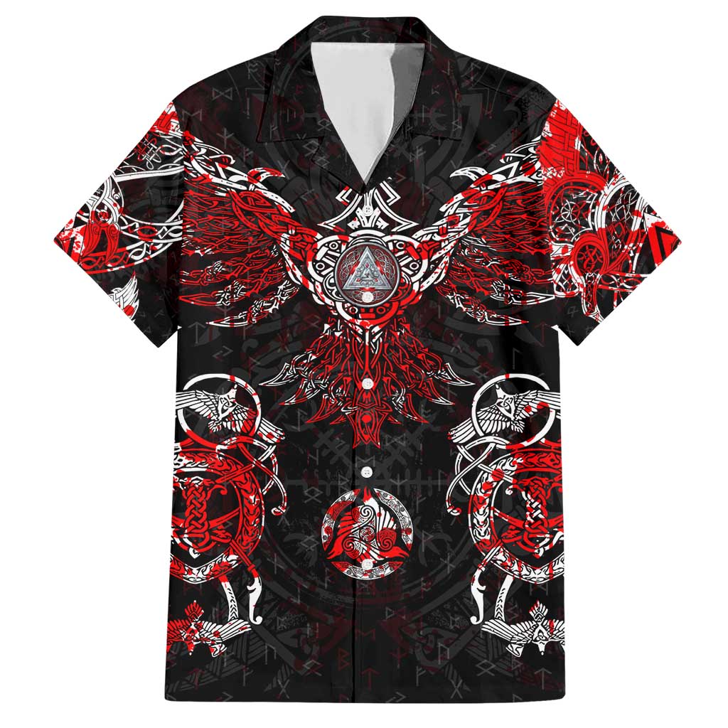 Raven And Norse Runes Family Matching Short Sleeve Bodycon Dress and Hawaiian Shirt Viking - Wonder Print Shop