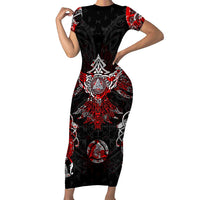 Raven And Norse Runes Family Matching Short Sleeve Bodycon Dress and Hawaiian Shirt Viking - Wonder Print Shop