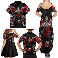 Raven And Norse Runes Family Matching Summer Maxi Dress and Hawaiian Shirt Viking - Wonder Print Shop