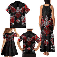 Raven And Norse Runes Family Matching Tank Maxi Dress and Hawaiian Shirt Viking - Wonder Print Shop