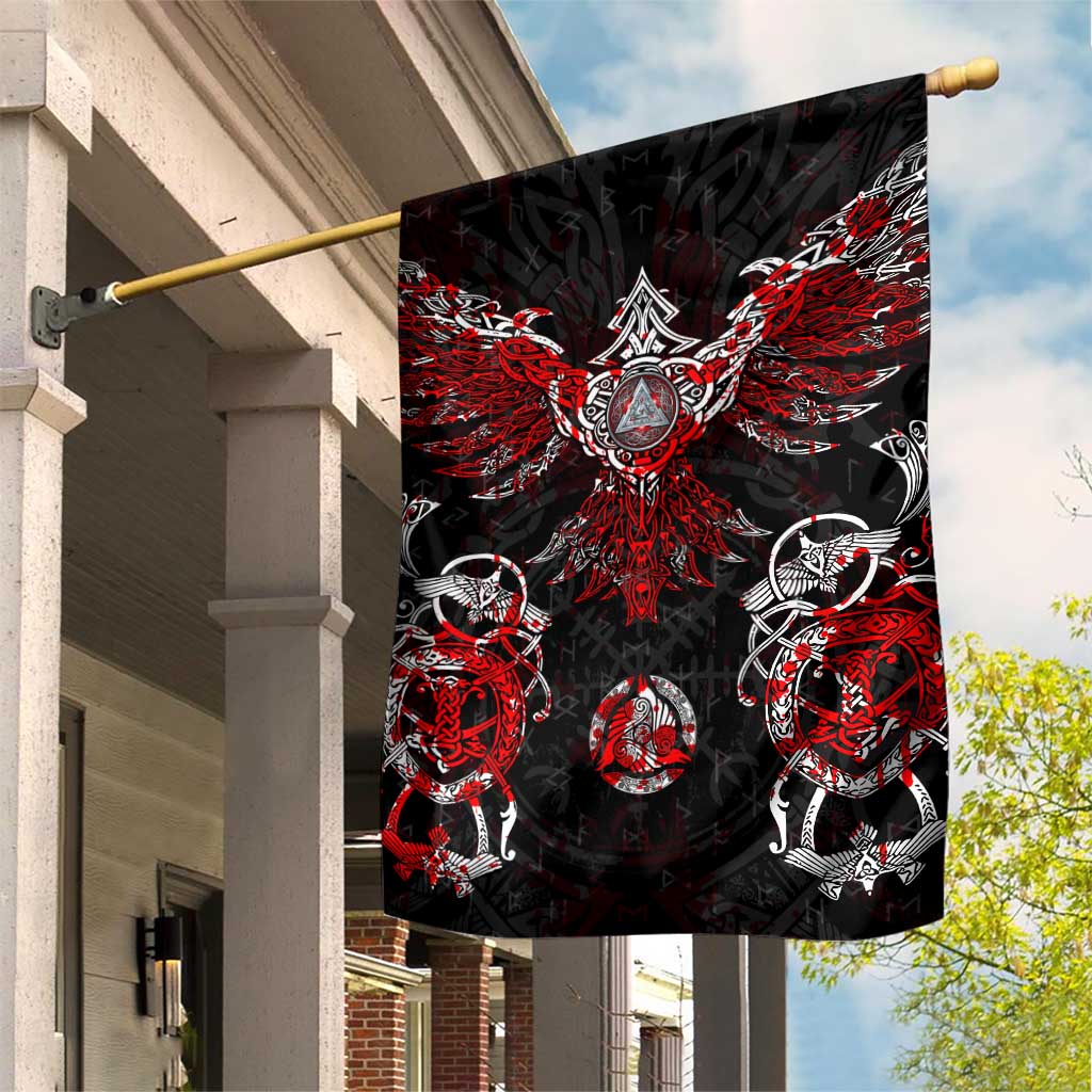 Raven And Norse Runes Garden Flag Viking - Wonder Print Shop
