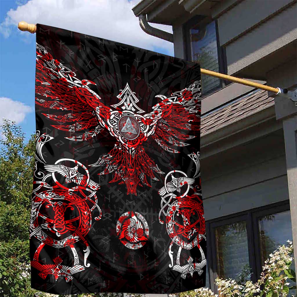 Raven And Norse Runes Garden Flag Viking - Wonder Print Shop