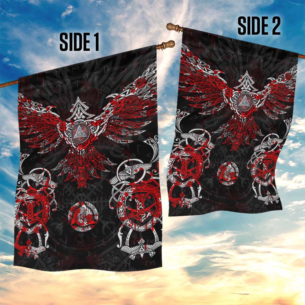 Raven And Norse Runes Garden Flag Viking - Wonder Print Shop