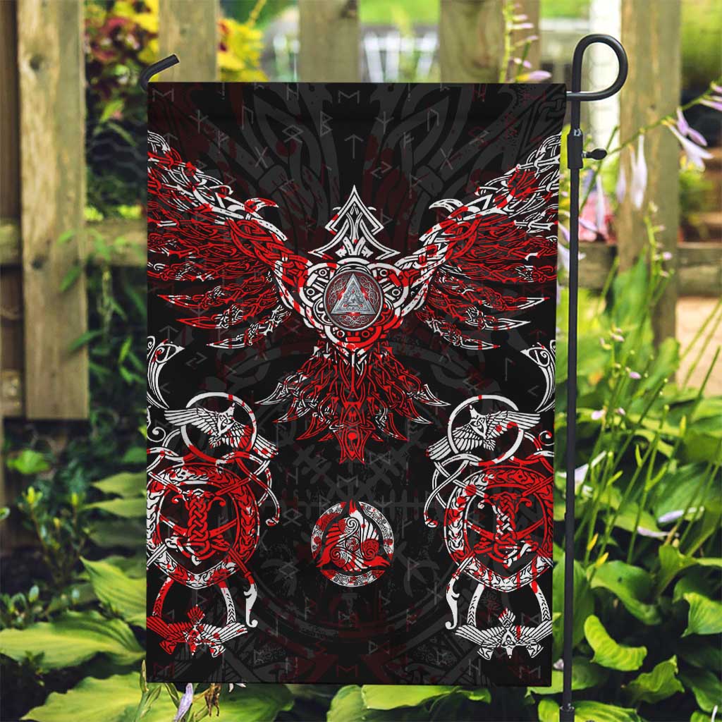 Raven And Norse Runes Garden Flag Viking - Wonder Print Shop