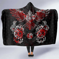 Raven And Norse Runes Hooded Blanket Viking