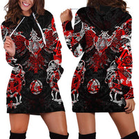 Raven And Norse Runes Hoodie Dress Viking - Wonder Print Shop