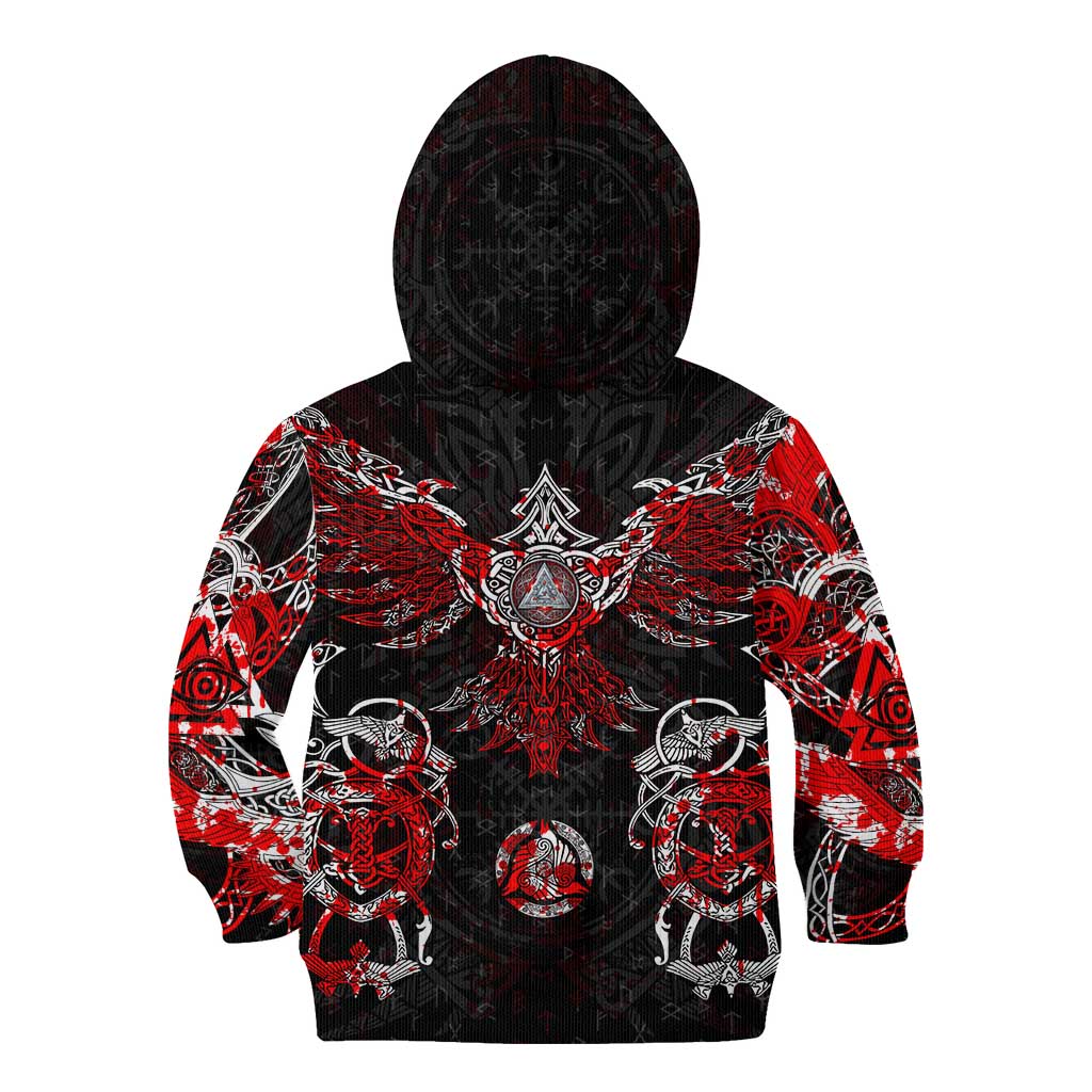 Raven And Norse Runes Kid Hoodie Viking - Wonder Print Shop