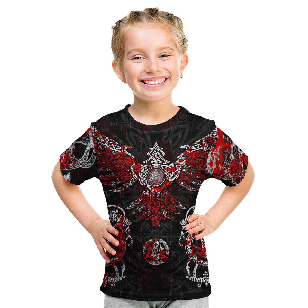 Raven And Norse Runes Kid T Shirt Viking - Wonder Print Shop