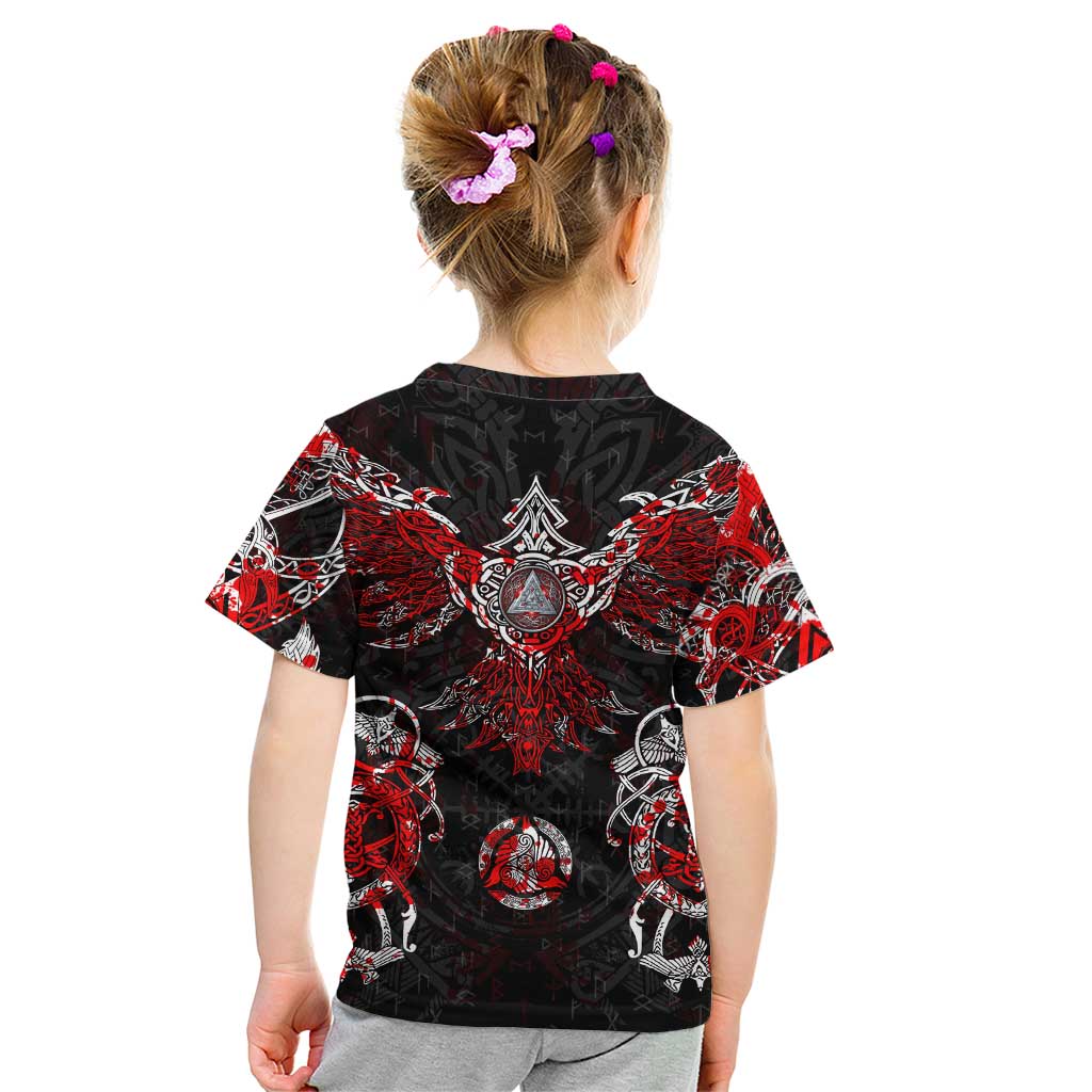 Raven And Norse Runes Kid T Shirt Viking - Wonder Print Shop