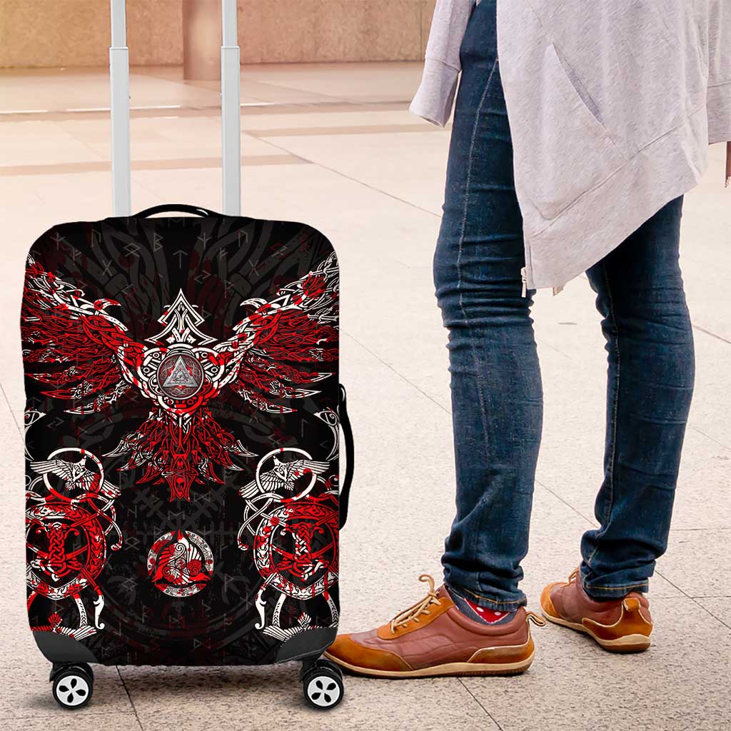 Raven And Norse Runes Luggage Cover Viking - Wonder Print Shop