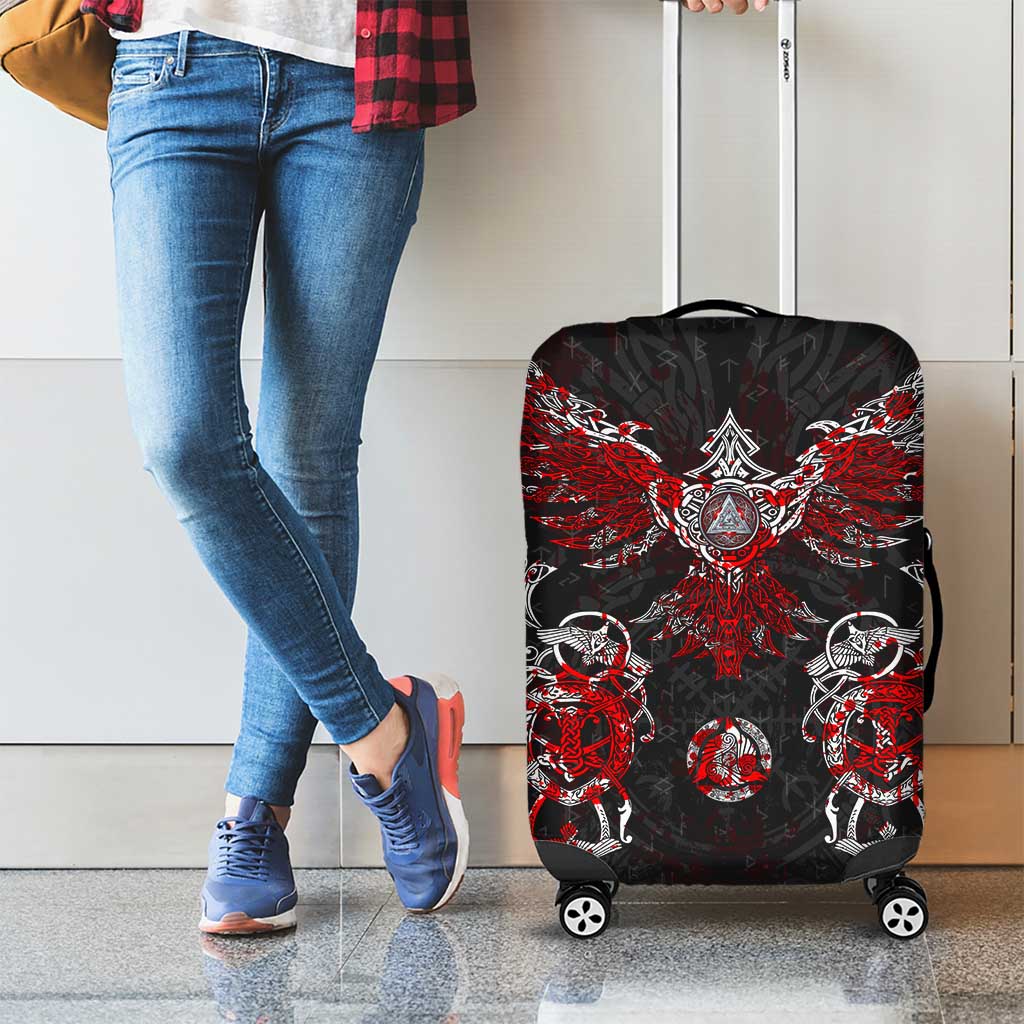 Raven And Norse Runes Luggage Cover Viking - Wonder Print Shop