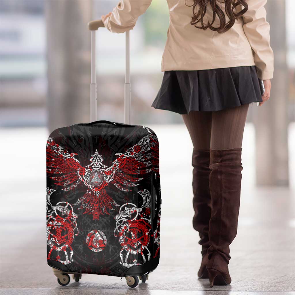 Raven And Norse Runes Luggage Cover Viking - Wonder Print Shop
