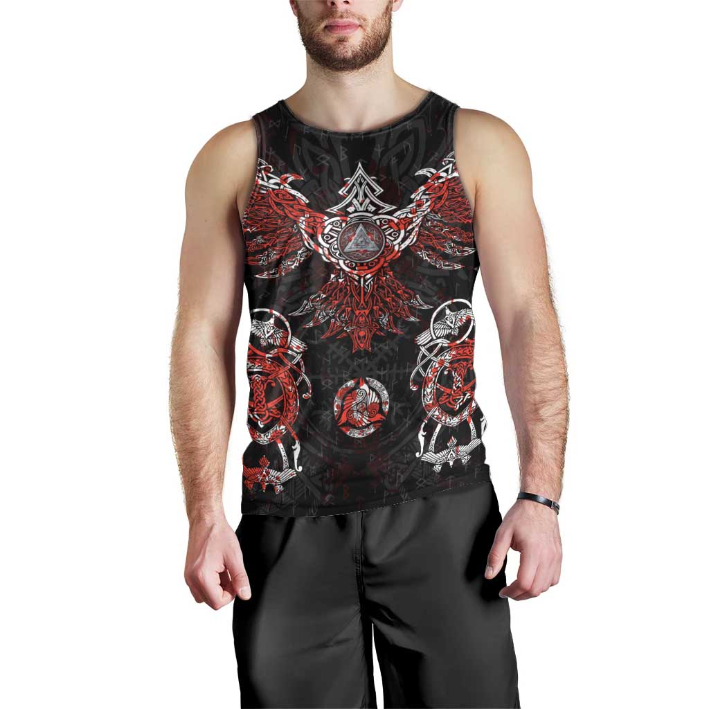 Raven And Norse Runes Men Tank Top Viking - Wonder Print Shop