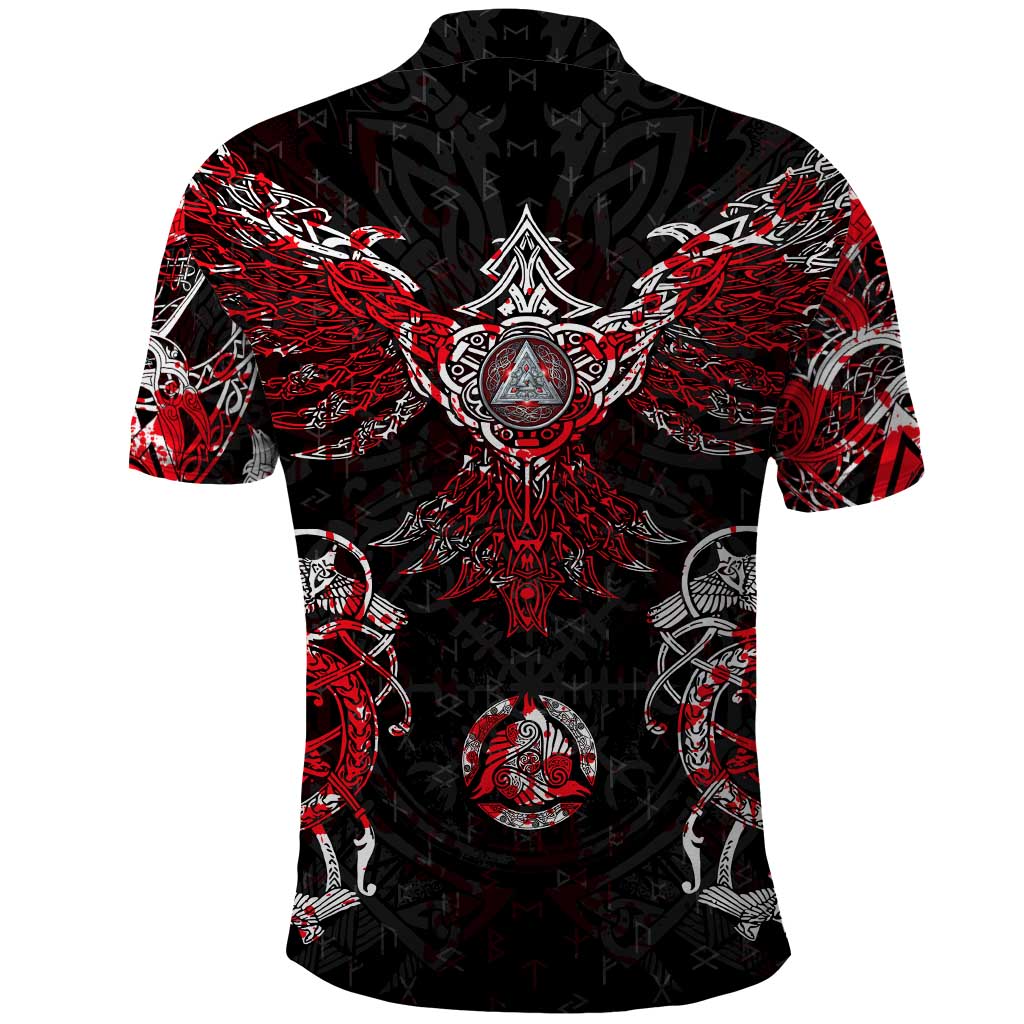Raven And Norse Runes Polo Shirt Viking - Wonder Print Shop