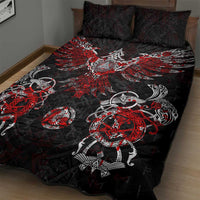 Raven And Norse Runes Quilt Bed Set Viking - Wonder Print Shop