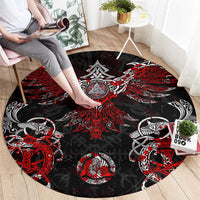 Raven And Norse Runes Round Carpet Viking