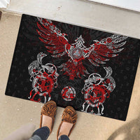 Raven And Norse Runes Rubber Doormat Viking - Wonder Print Shop