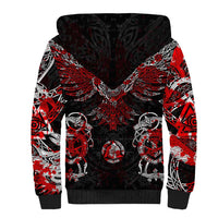 Raven And Norse Runes Sherpa Hoodie Viking - Wonder Print Shop