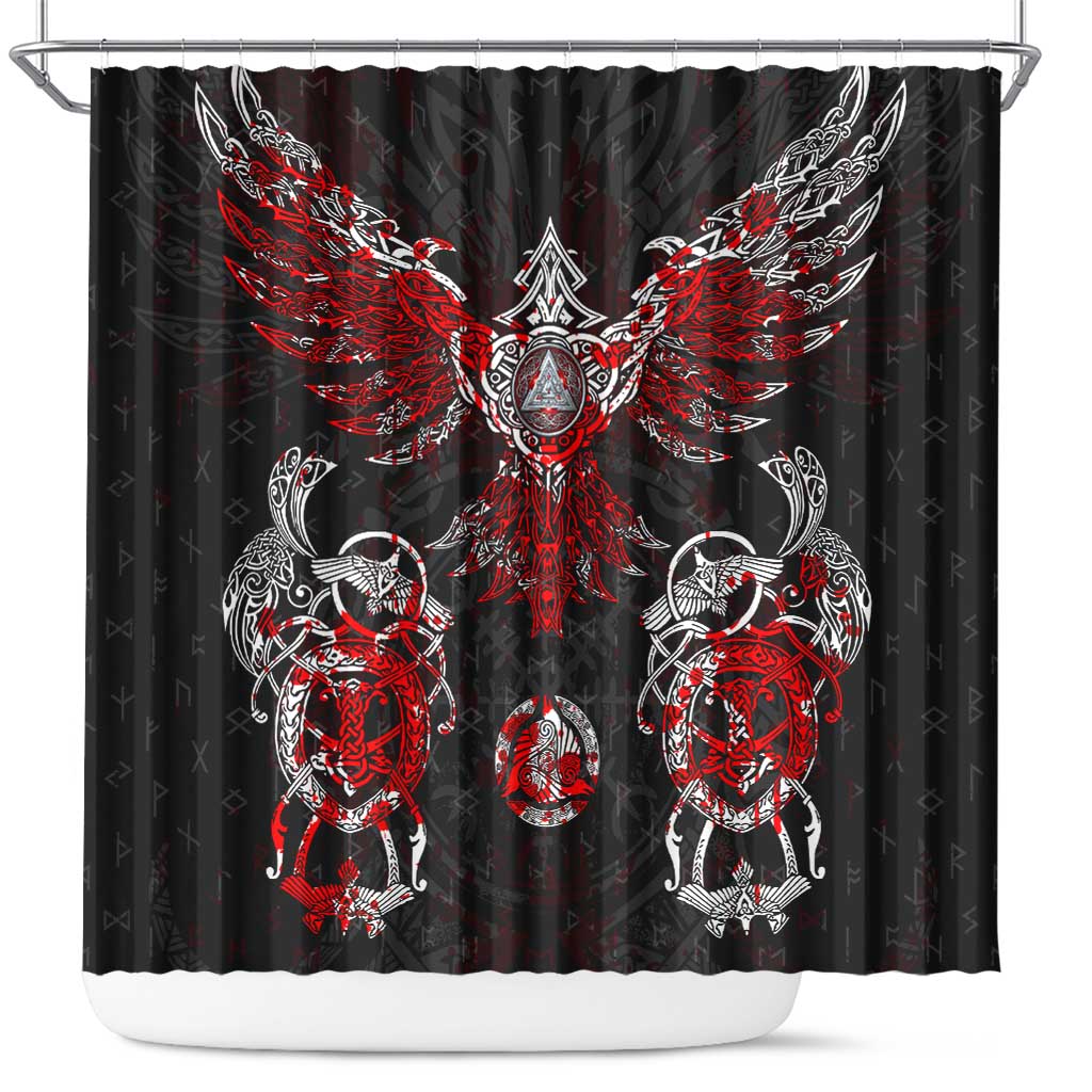 Raven And Norse Runes Shower Curtain Viking