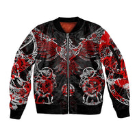 Raven And Norse Runes Sleeve Zip Bomber Jacket Viking - Wonder Print Shop