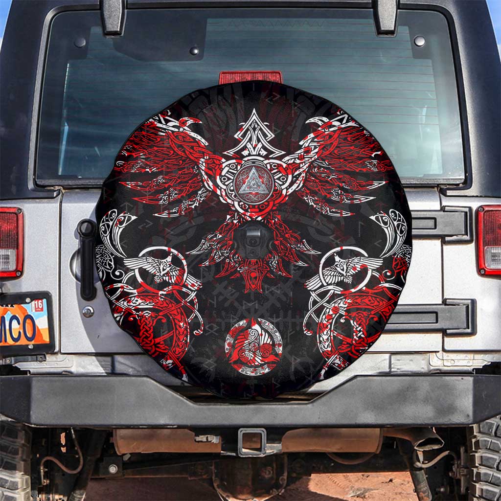 Raven And Norse Runes Spare Tire Cover Viking - Wonder Print Shop