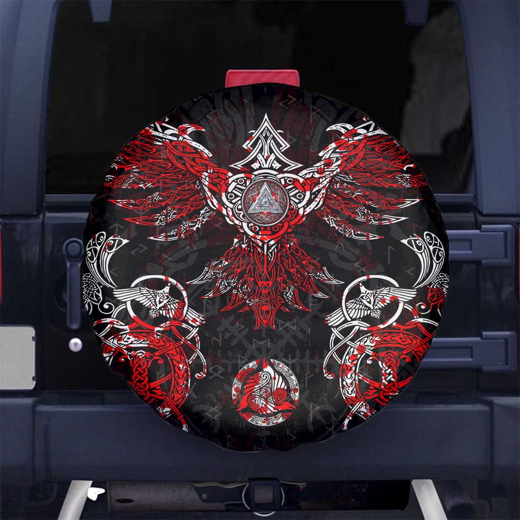 Raven And Norse Runes Spare Tire Cover Viking - Wonder Print Shop