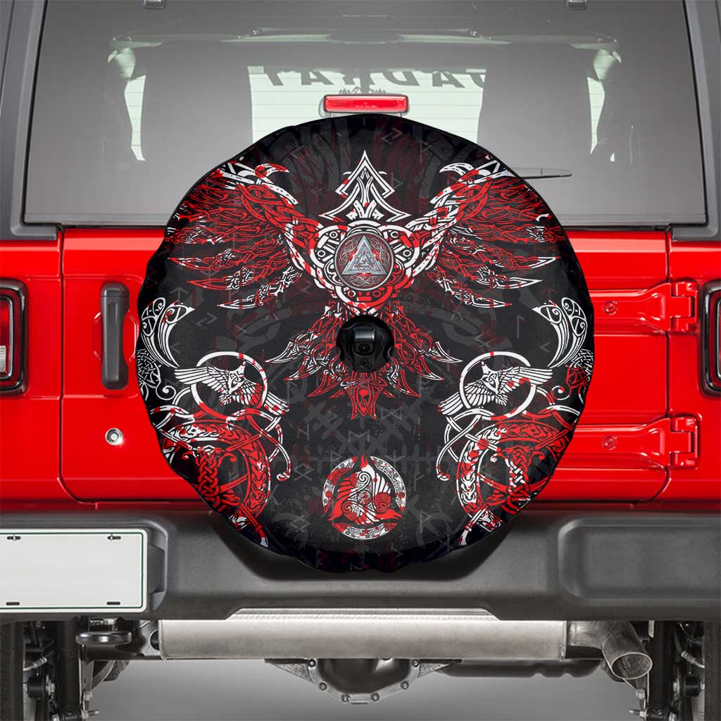 Raven And Norse Runes Spare Tire Cover Viking - Wonder Print Shop