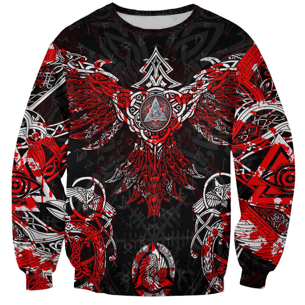 Raven And Norse Runes Sweatshirt Viking - Wonder Print Shop