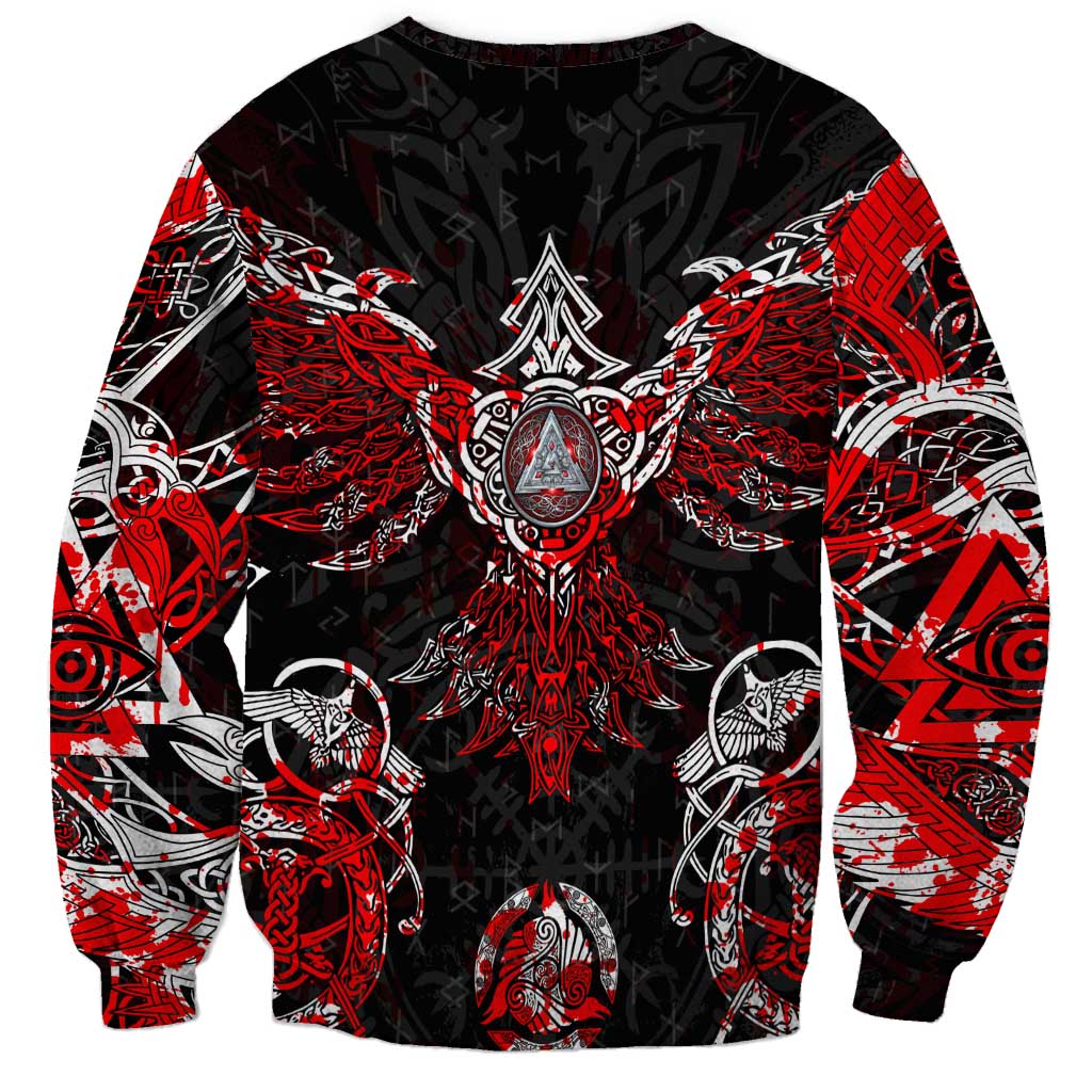 Raven And Norse Runes Sweatshirt Viking - Wonder Print Shop