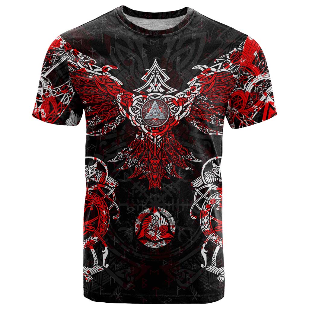 Raven And Norse Runes T Shirt Viking - Wonder Print Shop