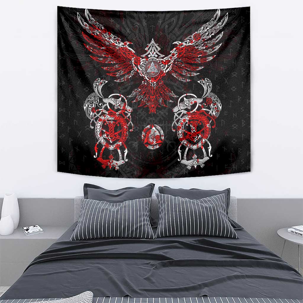 Raven And Norse Runes Tapestry Viking - Wonder Print Shop