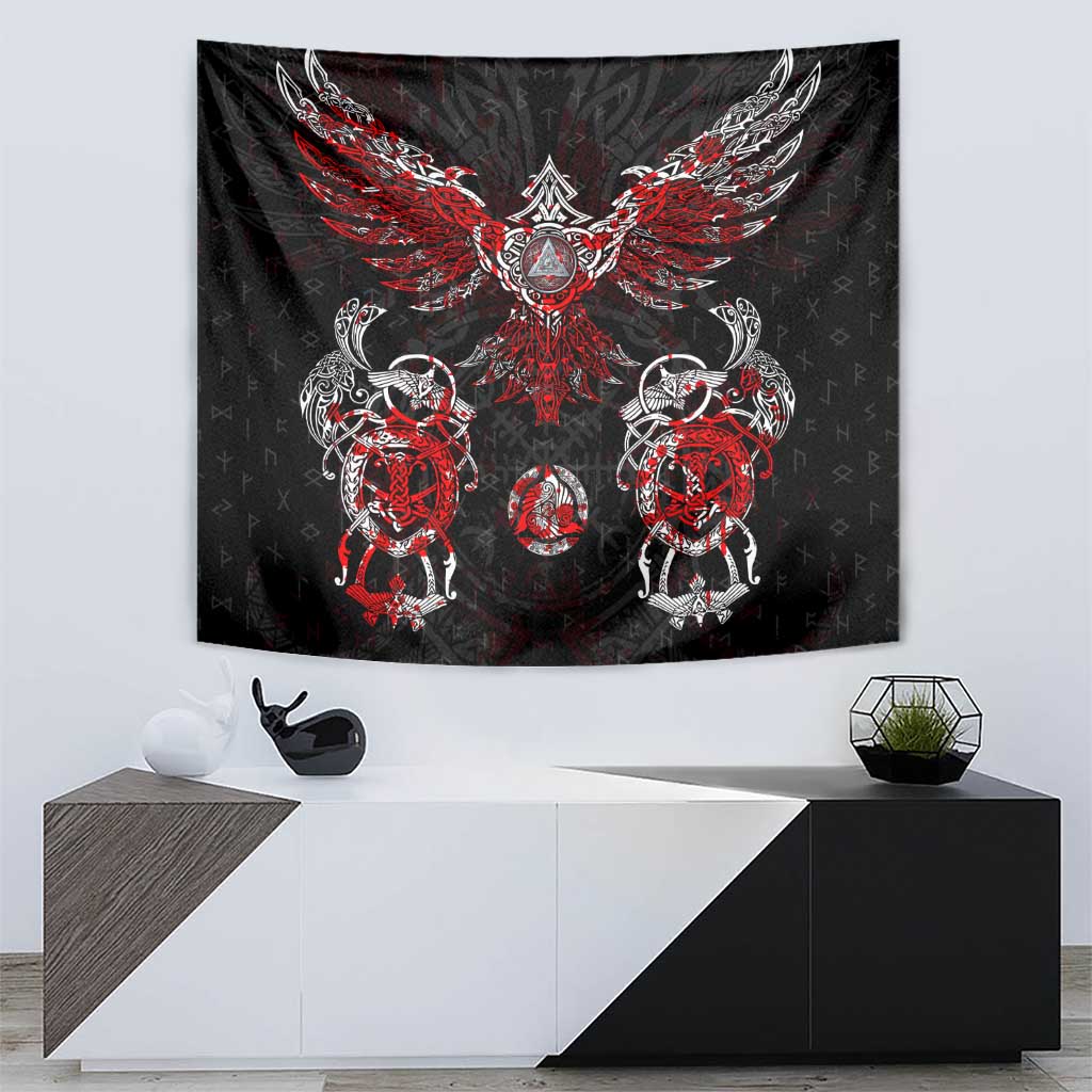 Raven And Norse Runes Tapestry Viking - Wonder Print Shop