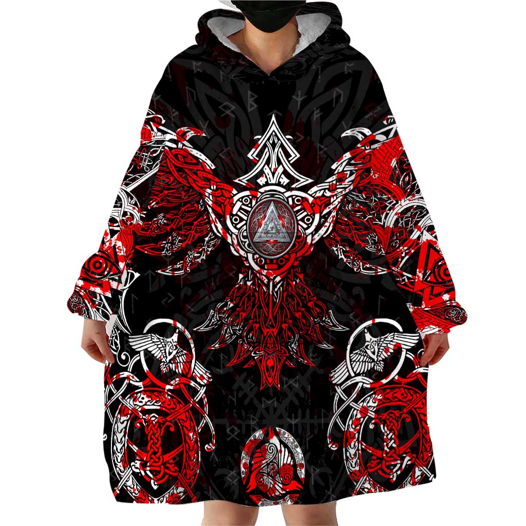 Raven And Norse Runes Wearable Blanket Hoodie Viking - Wonder Print Shop