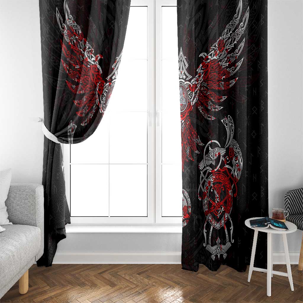 Raven And Norse Runes Window Curtain Viking - Wonder Print Shop