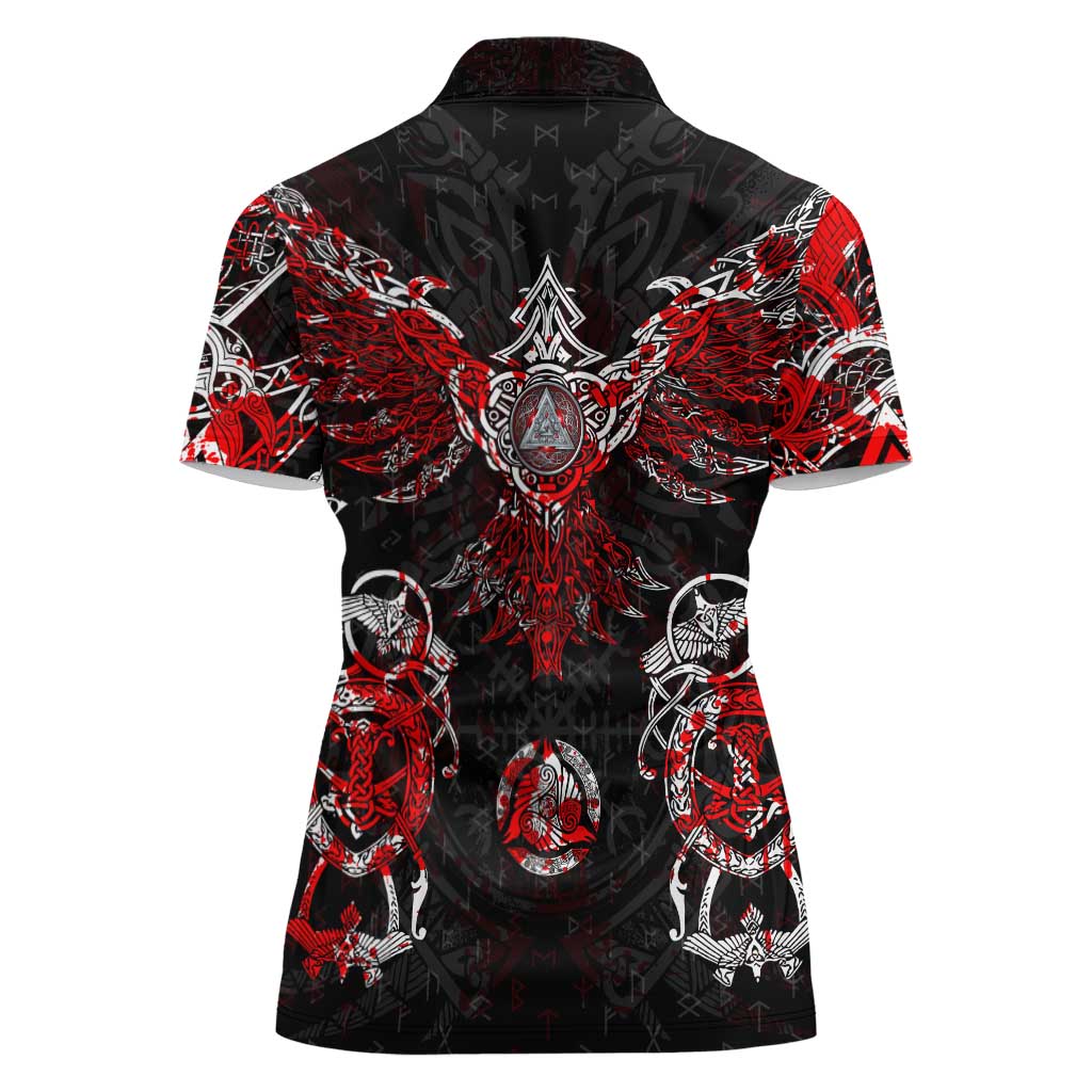 Raven And Norse Runes Women Polo Shirt Viking - Wonder Print Shop