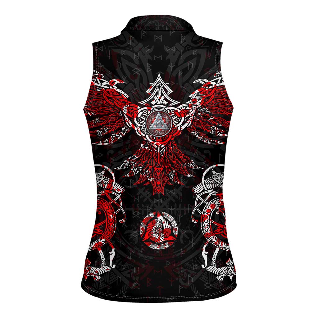 Raven And Norse Runes Women Sleeveless Polo Shirt Viking - Wonder Print Shop