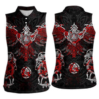 Raven And Norse Runes Women Sleeveless Polo Shirt Viking - Wonder Print Shop