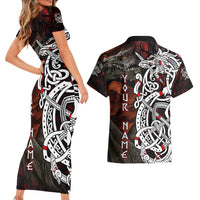 Viking Dragons Couples Matching Short Sleeve Bodycon Dress and Hawaiian Shirt Norse Mythology - Wonder Print Shop