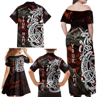 Viking Dragons Family Matching Off Shoulder Maxi Dress and Hawaiian Shirt Norse Mythology - Wonder Print Shop