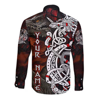 Viking Dragons Long Sleeve Button Shirt Norse Mythology - Wonder Print Shop