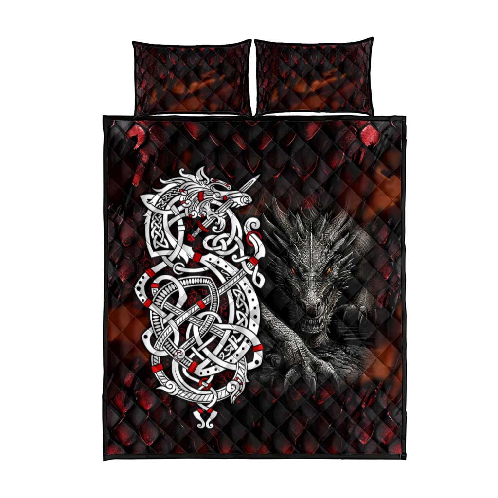 Viking Dragons Quilt Bed Set Norse Mythology - Wonder Print Shop