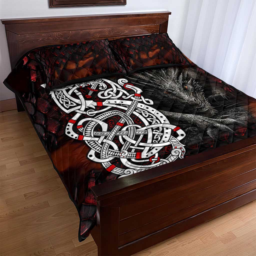 Viking Dragons Quilt Bed Set Norse Mythology - Wonder Print Shop