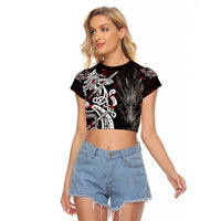Viking Dragons Raglan Cropped T Shirt Norse Mythology - Wonder Print Shop